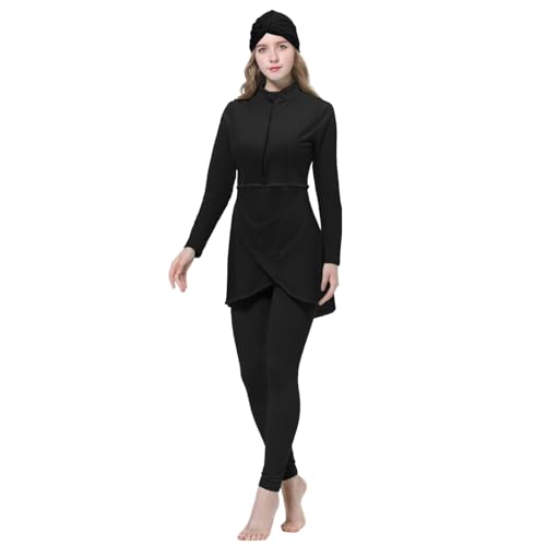 NaLatia Burkini Muslimische Badeanzüge für Damen Modest Bademode 3-teilige muslimische Bademode Full Cover Hijab Burkini Badeanzug Plus Size Burkini Islamischer Badeanzug Badeanzug mit Langen Ärmeln von NaLatia