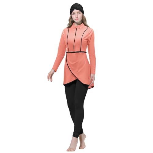 NaLatia Burkini Muslimische Badeanzüge für Damen Modest Bademode 3-teilige muslimische Bademode Full Cover Hijab Burkini Badeanzug Plus Size Burkini Islamischer Badeanzug Badeanzug mit Langen Ärmeln von NaLatia