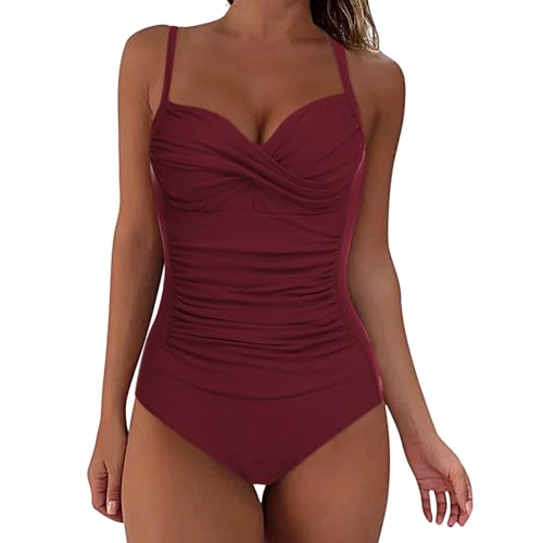 NaLatia Damen Badeanzug Cut Out Bauchweg Push Up Swimsuit Schwimmanzug Mit Retro Einteilige Bademode Badeanzug Hochwertig von NaLatia