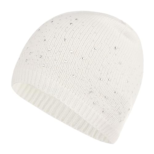 NaLatia Damen Beanie Mütze mit Strass Slouch Jersey Mütze Fraun Elastisch Weich Bequem Strickmützen 2024 Frühjahr Sommer Glitzer Damenmütze von NaLatia