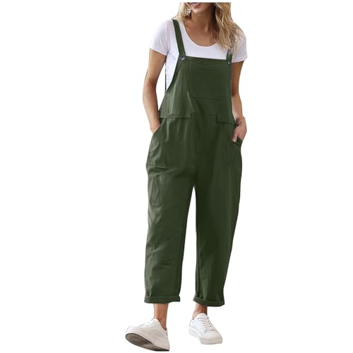 Damen Latzhose Sommer Oversize Trägerhose Beiläufig Loose Bib Pants Overall Baggy Jumpsuit Strampler Sommerhose mit Träger von NaLatia