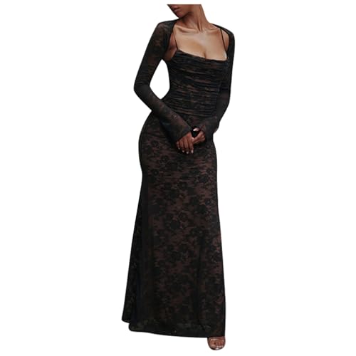 NaLatia Damen-Maxikleid im Vintage-Stil, cremefarben, Spitze, romantisch, lange Ärmel, figurbetontes Kleid NaLatia Damen-Maxikleid im Vintage-Stil, cremefarben, Spitze, romantisch, lange Ärmel, figurbetontes Kleid von NaLatia