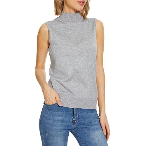 NaLatia Damen Rolli Top Elegant Rollkragenshirt Ärmellos Dünn Leicht Rollkragen Stretch Unterziehrolli Basic Tops Slim Fit Gerippt Weste von NaLatia