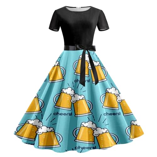NaLatia Dirndl Damen Gründirndlkleid Damen Bier Kostüm Dirndl Damen Kleider Sommer Frauen Bier Kostüme Kopfschmuck Festival Tracht Cosplay Und Frauen Traditionelle Kleidung Kleid Kariert Damen von NaLatia