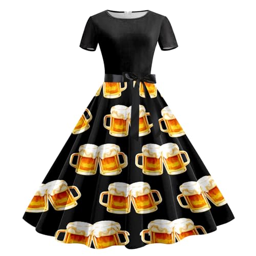 NaLatia Dirndl Damen Gründirndlkleid Damen Bier Kostüm Dirndl Damen Kleider Sommer Frauen Bier Kostüme Kopfschmuck Festival Tracht Cosplay Und Frauen Traditionelle Kleidung Kleid Kariert Damen von NaLatia