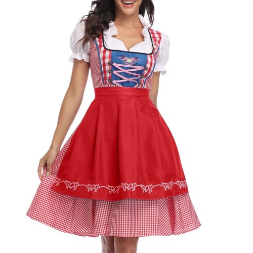 NaLatia Dirndl Damen midi Trachtenkleid Damen Oktoberfest Dirndl Trachtenkleid Dirndlkleider Karneval Oktoberfest Party Kostüm von NaLatia
