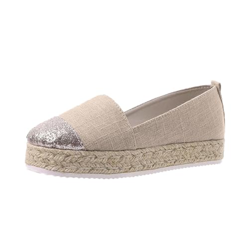 NaLatia Espadrilles für Damen, Sommer Geflochten Leinen Espadrilles Damen Casual Slip-on Canvas Schuhe, Bequem & Atmungsaktiv Espadrille 2025 Neu von NaLatia