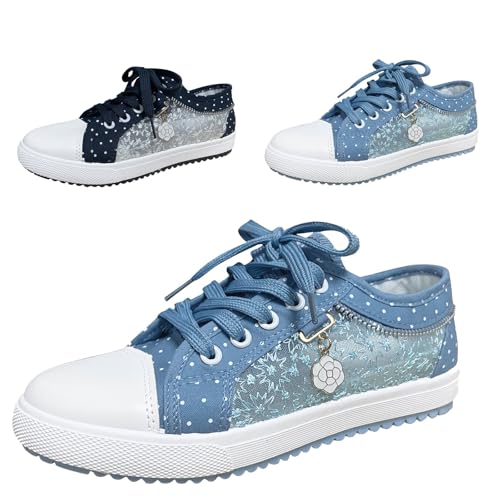 NaLatia Freizeitschuhe Damen Spitze Bestickte Sneaker Freizeit Studenten Segeltuchschuhe Plattform Schuhe Schnüren Atmungsaktiv Sport Schuhe Schnürsenkel Laufschuhe Wanderhalbschuhe von NaLatia