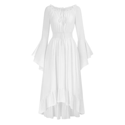 NaLatia Halloween Kleid Damen Renaissance Maxikleid Gesmokte Taille High Low Design Mittelalter Kleid Damen Renaissance Maxikleid von NaLatia