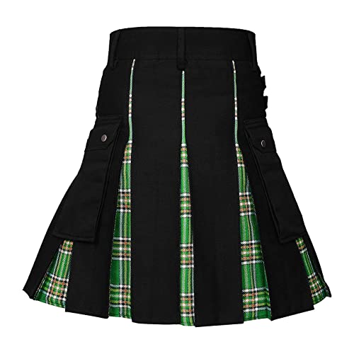 NaLatia Herren Schottischer Kilt Mode Schottenrock Taschenröcke Individualität Klassischer Party Schottenrock Mittelalter Traditioneller Faltenrock mit Kette 2025 Neu von NaLatia