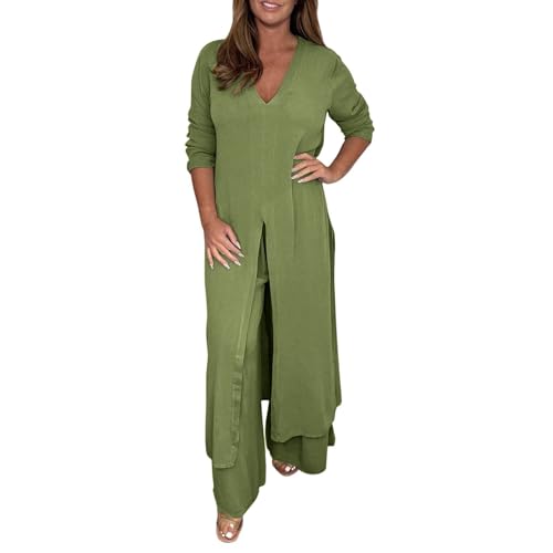 NaLatia Hosenanzug Damen Hochzeit Festlich Elegant 2 Teilig Loungewear Einfarbig Sommer Outfits Streetwear Freizeitanzug Anzug 2 Teiler Hausanzug Zweiteiler Tracksuit Set von NaLatia