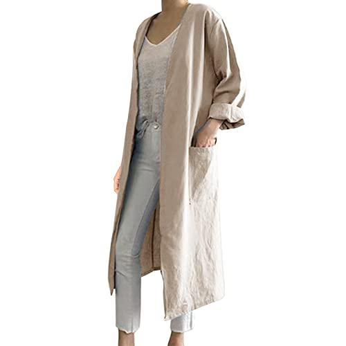 NaLatia Jacke Damen Sommer Sommer Dünne Häkeljacke Shirtjacke Leichte Elegant Lang Strickjacke Cardigan Cover Up Große Größen Baumwolle Vorne Offen Boho Jacke Longtops von NaLatia