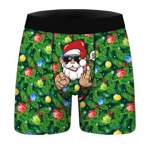 NaLatia Pyjama Lang Boxershorts Herren Weihnachten Druck Slips Stretch Atmungsaktiv Badehose Sport Höschen Unterwäsche Sportlich Unterwäsche Unterhosen Men Retroshorts Boxer 2024 Geschenk für Männer von NaLatia