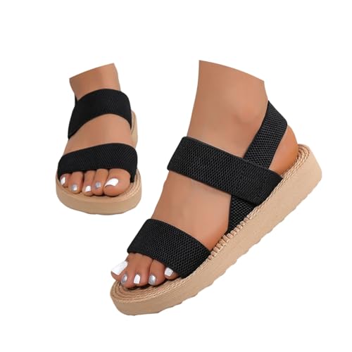 Sandalen Damen Sommer Bequem Hausschuhe Offene Schuhe Breite Füße Schicke Latschen Sommerschuhe Elegant Slingback Barfuss Sandaletten Hanfseil Keilabsatz Damensandalen von NaLatia