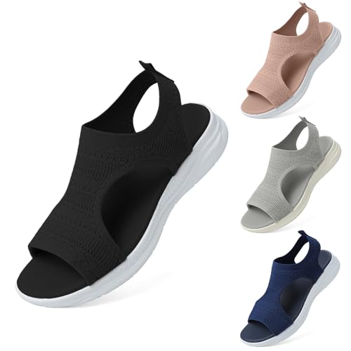 NaLatia Sommer waschbare Slingback orthopädische Rutsche Sport Sandalen Damen Bequeme orthopädische Sandalen für atmungsaktive Sport Strick Sandalen Mesh Weiche Sohle Casual Damenschuhe von NaLatia