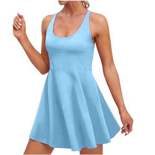 NaLatia Tenniskleid Damen Sportkleidung Frauen mit BH Sporthose kurz Golfkleid Radlerhose Gym Shorts Tennisrock Ärmellos Sommerkleid Minikleid Freizeitkleider Für Sport Baseball Badminton von NaLatia