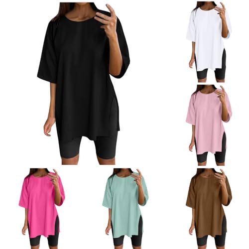 NaLatia Tshirt Damen Oversize Sportshirt Kurzarm Blusen Sommer Lockere Oberteile Funktionsshirt Tunika Locker mit Schlitzen NaLatia Tshirt Damen Oversize Sportshirt Kurzarm Blusen Sommer Lockere Oberteile Funktionsshirt Tunika Locker mit Schlitzen von NaLatia