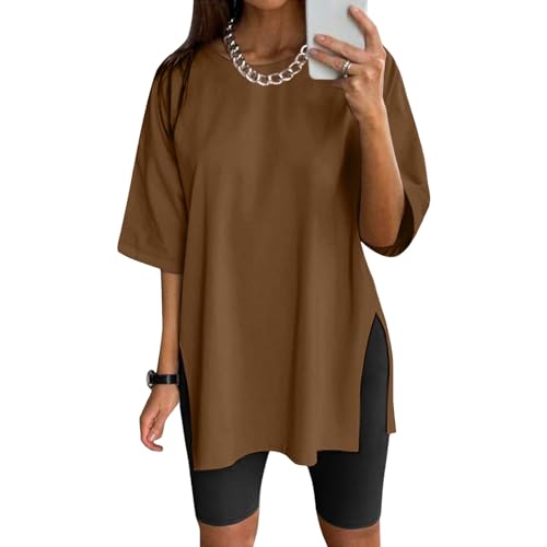 NaLatia Tshirt Damen Oversize Sportshirt Kurzarm Blusen Sommer Lockere Oberteile Funktionsshirt Tunika Locker mit Schlitzen NaLatia Tshirt Damen Oversize Sportshirt Kurzarm Blusen Sommer Lockere Oberteile Funktionsshirt Tunika Locker mit Schlitzen von NaLatia