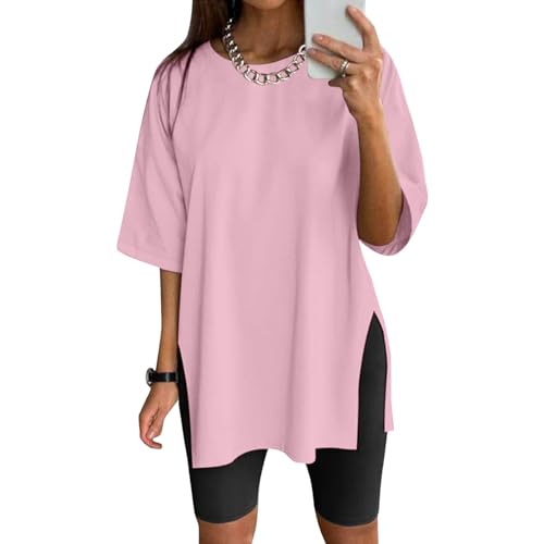 NaLatia Tshirt Damen Oversize Sportshirt Kurzarm Blusen Sommer Lockere Oberteile Funktionsshirt Tunika Locker mit Schlitzen NaLatia Tshirt Damen Oversize Sportshirt Kurzarm Blusen Sommer Lockere Oberteile Funktionsshirt Tunika Locker mit Schlitzen von NaLatia