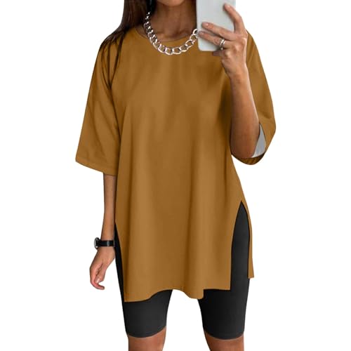 NaLatia Tshirt Damen Oversize Sportshirt Kurzarm Blusen Sommer Lockere Oberteile Funktionsshirt Tunika Locker mit Schlitzen NaLatia Tshirt Damen Oversize Sportshirt Kurzarm Blusen Sommer Lockere Oberteile Funktionsshirt Tunika Locker mit Schlitzen von NaLatia