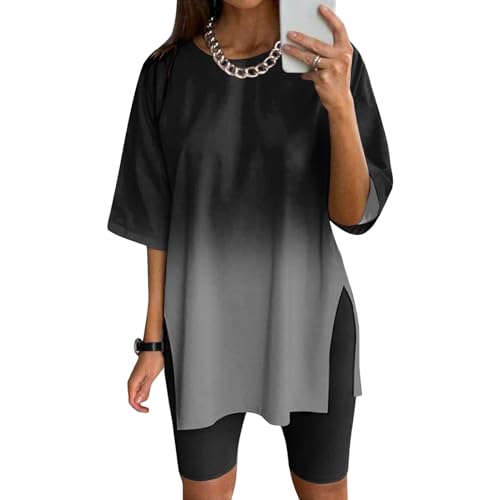 NaLatia Tshirt Damen Oversize Sportshirt Kurzarm Blusen Sommer Lockere Oberteile Funktionsshirt Tunika Locker mit Schlitzen NaLatia Tshirt Damen Oversize Sportshirt Kurzarm Blusen Sommer Lockere Oberteile Funktionsshirt Tunika Locker mit Schlitzen von NaLatia