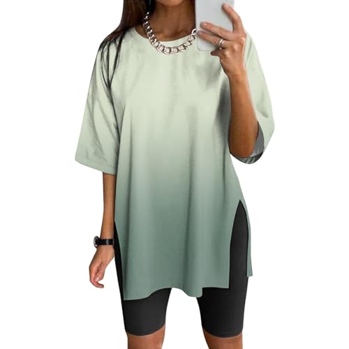 NaLatia Tshirt Damen Oversize Sportshirt Kurzarm Blusen Sommer Lockere Oberteile Funktionsshirt Tunika Locker mit Schlitzen NaLatia Tshirt Damen Oversize Sportshirt Kurzarm Blusen Sommer Lockere Oberteile Funktionsshirt Tunika Locker mit Schlitzen von NaLatia