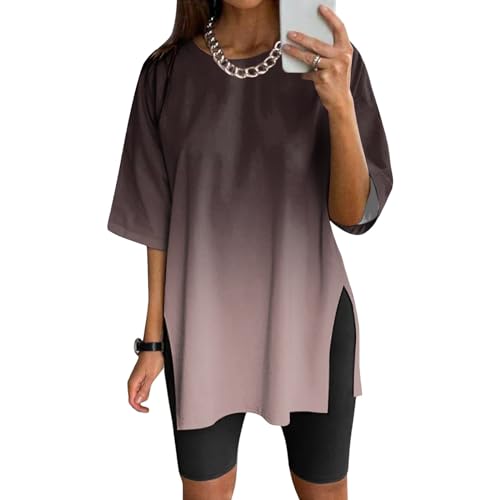 NaLatia Tshirt Damen Oversize Sportshirt Kurzarm Blusen Sommer Lockere Oberteile Funktionsshirt Tunika Locker mit Schlitzen NaLatia Tshirt Damen Oversize Sportshirt Kurzarm Blusen Sommer Lockere Oberteile Funktionsshirt Tunika Locker mit Schlitzen von NaLatia