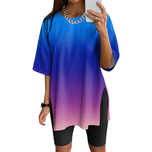 NaLatia Tshirt Damen Oversize Sportshirt Kurzarm Blusen Sommer Lockere Oberteile Funktionsshirt Tunika Locker mit Schlitzen NaLatia Tshirt Damen Oversize Sportshirt Kurzarm Blusen Sommer Lockere Oberteile Funktionsshirt Tunika Locker mit Schlitzen von NaLatia