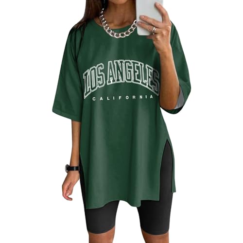 NaLatia Tshirt Damen Oversize Sportshirt Kurzarm Blusen Sommer Lockere Oberteile Funktionsshirt Tunika Locker mit Schlitzen von NaLatia