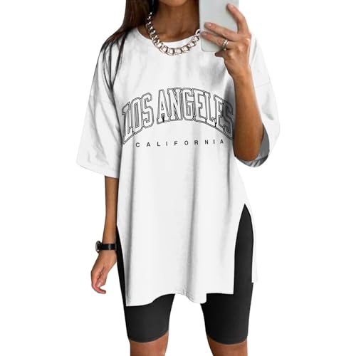 NaLatia Tshirt Damen Oversize Sportshirt Kurzarm Blusen Sommer Lockere Oberteile Funktionsshirt Tunika Locker mit Schlitzen NaLatia Tshirt Damen Oversize Sportshirt Kurzarm Blusen Sommer Lockere Oberteile Funktionsshirt Tunika Locker mit Schlitzen von NaLatia