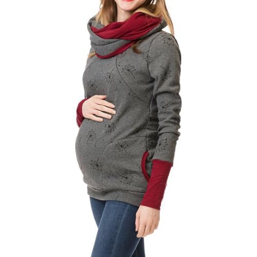 NaLatia Umstandsmode-Oberteil-Sommer Damen Stillpullover Langarm Hoodie Winter Umstandsmode Mutterschaft Kapuzenpullover Nursing Stillshirt Warm Sweatshirt Still Pullover mit Kapuze S-XL von NaLatia