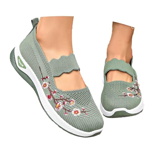 Orthopädische Schuhe Damen Slip on Sneaker Frauen Gewebt Atmungsaktiv Turnschuhe Leicht Laufschuhe Sportschuhe Bequeme Schlupfschuhe Walkingschuhe Arch Support Schuhe von NaLatia