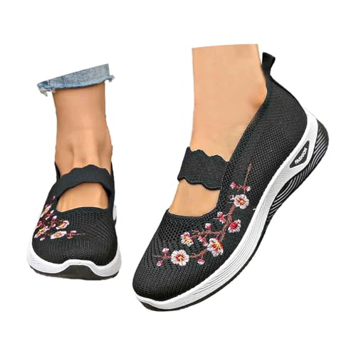 Orthopädische Schuhe Damen Slip on Sneaker Frauen Gewebt Atmungsaktiv Turnschuhe Leicht Laufschuhe Sportschuhe Bequeme Schlupfschuhe Walkingschuhe Arch Support Schuhe von NaLatia