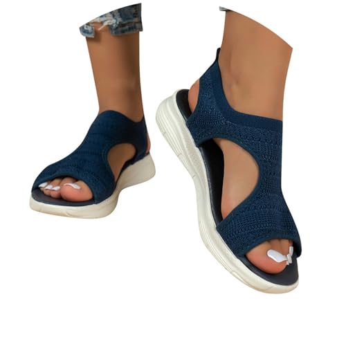 Sandalen Damen Sommer Breite Füße Orthopädische Schuhe Bequeme Flach Sandaletten Leichte Barfuss Sandalette Mesh Weiche Sohle Casual Sport Sommerschuhe von NaLatia