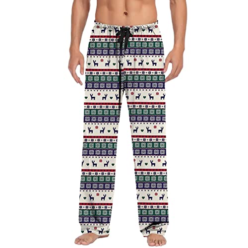 Schlafanzug Hose Herren Lang Pyjamahose Herren Weihnachts Pyjama Weich Christmas Warm Lustig Loungewear Weihnachtshose Freizeithose Winter mit Heizung Lang Weihnachtsdruck Schlafhose Schlafanzughose von NaLatia
