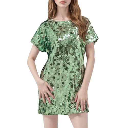 Tüllrock Damen Kleid Damen Pailletten Kurze,Etuikleid Paillettenkleid Frauen| Minikleid Damen Glitzer Kleid mit Fransen Off Shoulder Cocktailkleid Abendkleider Tunika Kleid A Linien Kleid von NaLatia