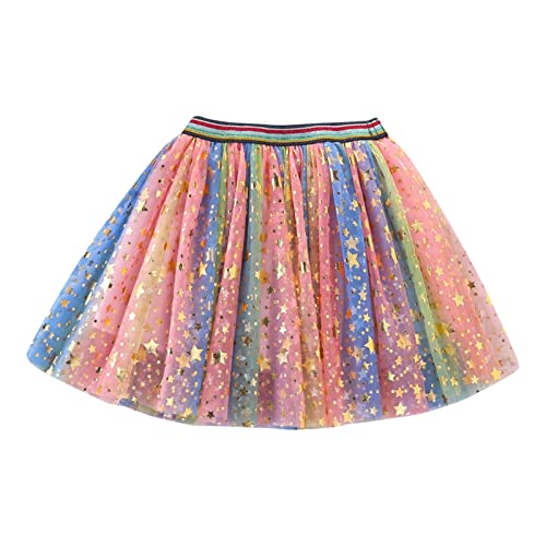 Tüllrock Kinder Ballettrock Regenbogen Minirock Prinzessin Tanzkleid Mädchen Tüll Tanz Röcke für Kinder Tutu Röcke Mädchen Tutu Tüll Sterne Funkelnde Pailletten Ballett Rock von NaLatia