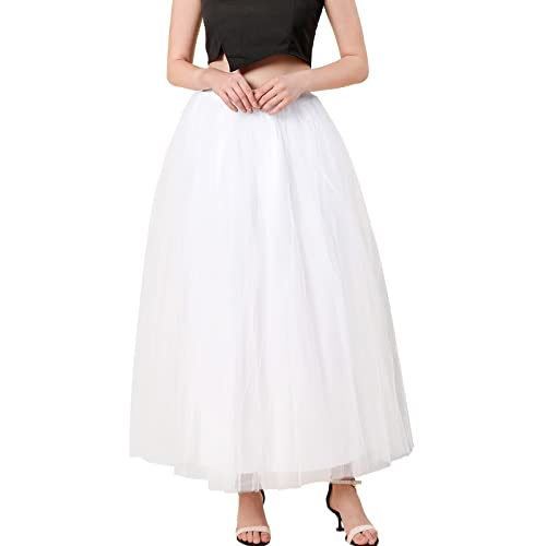 Tüllrock rot Damen 4 Lagen Lang Tüllrock Maxirock Prinzessin Ballettrock A-Linie Unterrock für Karneval Hochzeit Party von NaLatia