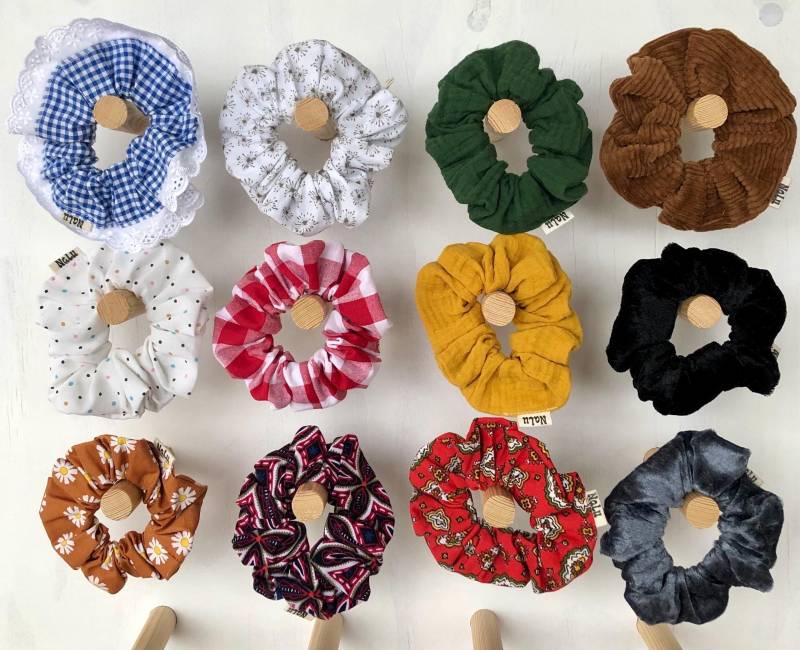 Scrunchies I Aus Second Hand Stoffen Nachhaltig Haargummi Normale Größe Dickes & Dünnes Haar | Bunt Handgefertigte Unikate von NaLuHandmadeGermany