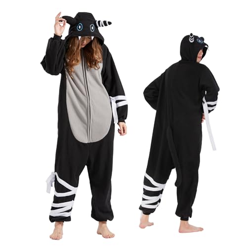 NAVARCH Bandage Black Cat Kostüm Damen Herren Onesie Plüsch Tierkostüm Erwachsene Ganzkörper Schlafanzug Karneval Jumpsuit Cosplay Fasching Halloween Pyjamas von NAVARCH