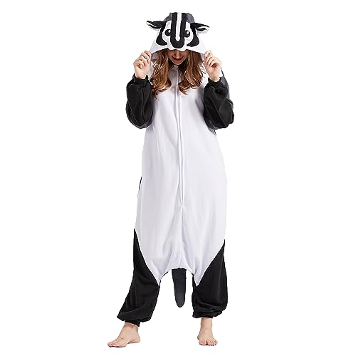 NaVarch Faschingskostüme Tiere Onesie Weihnachten Halloween Onesie Cosplay Jumpsuit Overall Nachtwäsche Damen Herren Amerikanischer Dachs, XL von NaVarch