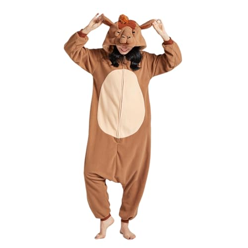 NaVarch Faschingskostüme Tiere Onesie Weihnachten Halloween Onesie Cosplay Jumpsuit Overall Nachtwäsche Damen Herren Kamel, M von NaVarch