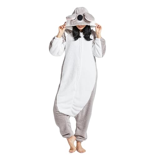 NaVarch Faschingskostüme Tiere Onesie Weihnachten Halloween Onesie Cosplay Jumpsuit Overall Nachtwäsche Damen Herren Koala, M von NaVarch