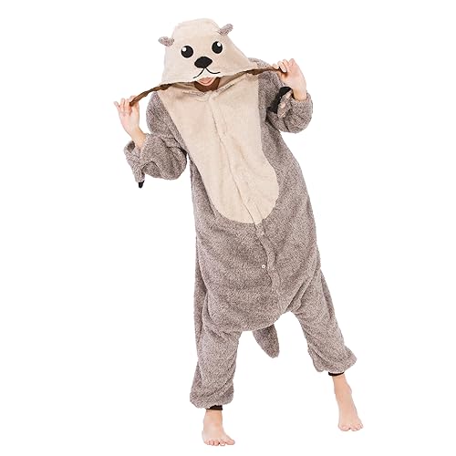 NaVarch Faschingskostüme Tiere Onesie Weihnachten Halloween Onesie Cosplay Jumpsuit Overall Nachtwäsche Damen Herren Seeotter, XL von NaVarch