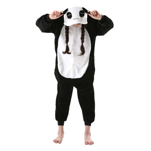 NaVarch Kinder Tier Kostüm Onesie Weich und Niedlich Cosplay Schlafoveralls Halloween Weihnachten Strampler Jungen Mädchen Roter Tränen-Panda, 10-11 Jahre von NaVarch