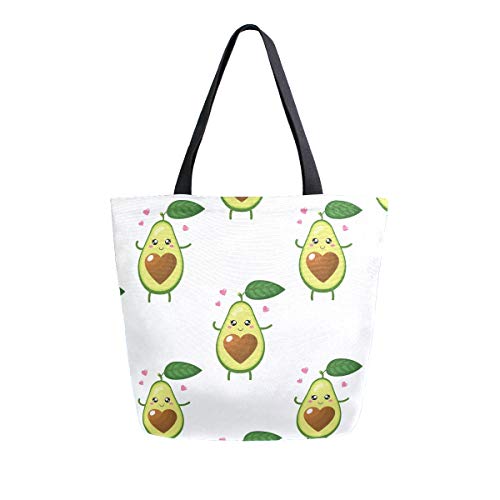 Naanle Avocado Canvas Tote Bag Large Women Casual Schultertasche Handtasche Love Avocado Wiederverwendbar Mehrzweck Heavy Duty Shopping Lebensmittel Baumwolle Tasche für Outdoor von Naanle