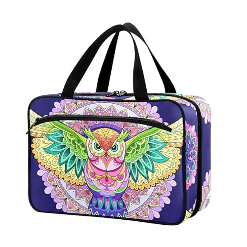 Naanle Pillen-Organizer-Tasche, Reise-Pillenflasche, Medizin-Organizer, Heimaufbewahrung, Medikamenten-Tasche, Pillentasche, Mandalas, Eule, leere Erste-Hilfe-Tasche für Vitaminpräparate, mehrfarbig, von Naanle