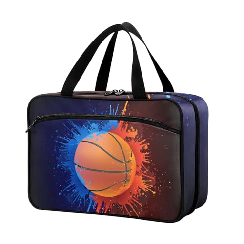 Naanle Pillen-Organizer-Tasche, Reise-Pillenflasche, Medizin-Organizer, Heimaufbewahrung, Medikamenten-Tasche, Pillentasche, blau und rot, Basketball, leere Erste-Hilfe-Tasche für Vitaminpräparate, von Naanle