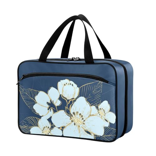 Naanle Pillen-Organizer-Tasche, Reise-Pillenflasche, Medizin-Organizer, Heimaufbewahrung, Medikamenten-Tasche, Pillentasche, blaue Blumen, leere Erste-Hilfe-Tasche für Vitaminpräparate, mehrfarbig, von Naanle