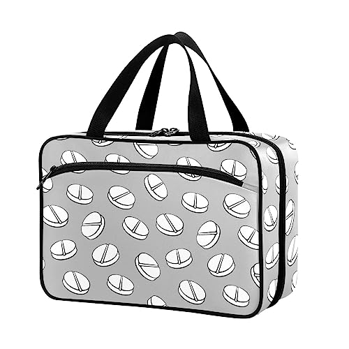 Naanle Pillen-Organizer-Tasche, Reise-Pillenflasche, Medizin-Organizer, Heimaufbewahrung, Medikamenten-Tasche für Vitaminpräparate, Cartoon-Pillen, grau, leere Erste-Hilfe-Tasche für Auto, Camping, von Naanle